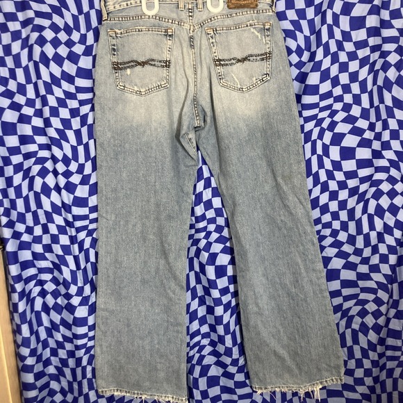 Women's Distressed Dungaree Lucky Brand Jordan Relaxed Light Blue Jeans Sz: 32 - Picture 11 of 13